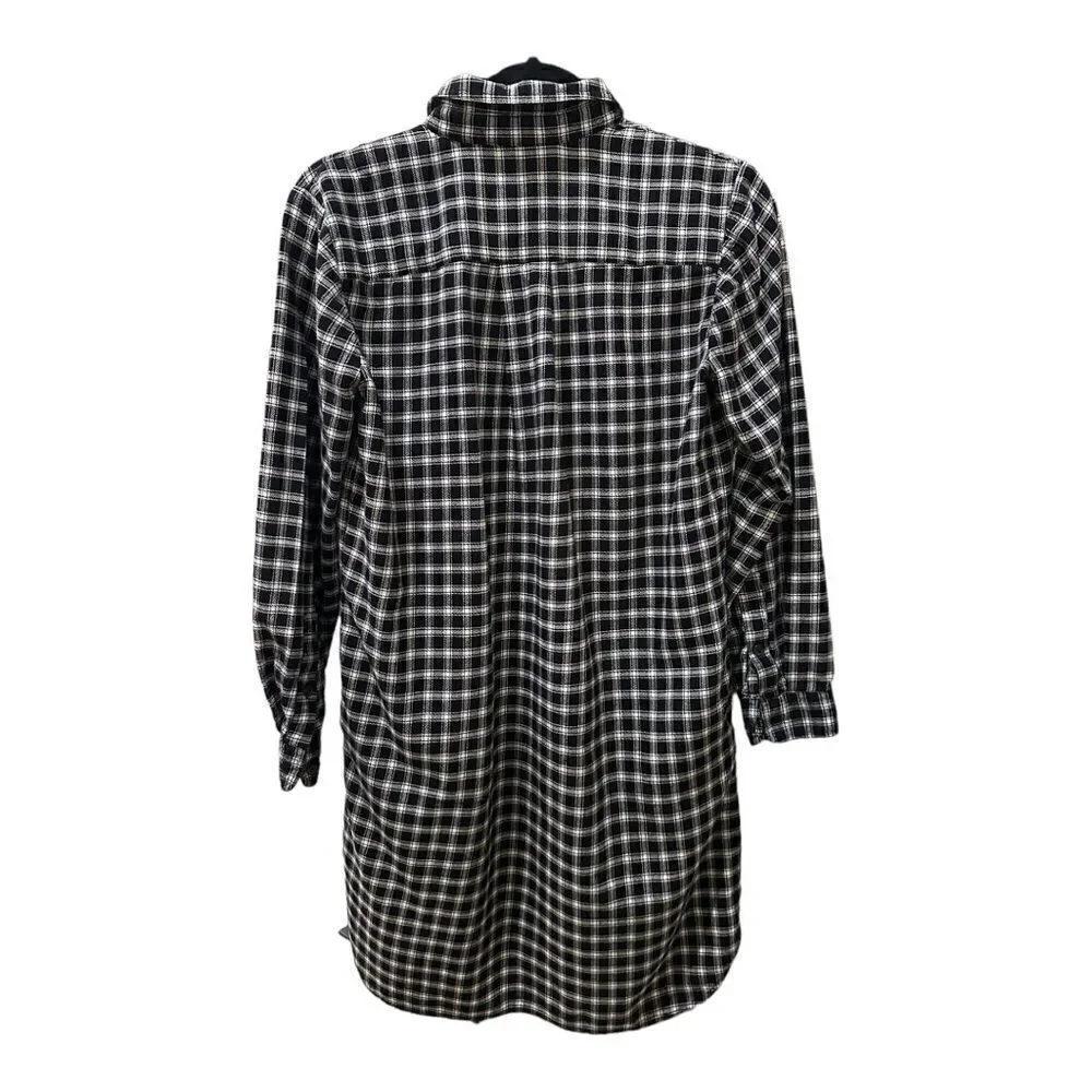 Madewell Black & White Glendale Plaid Flannel Daywalk Shirt Dress Size S